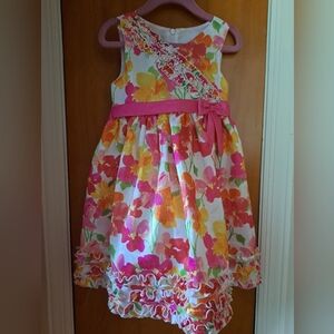Floral Pink and Orange Kids Dress